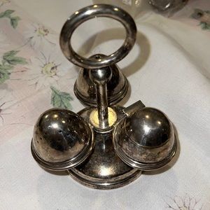 Vintage EPNS England Silver condiment set cobalt blue glass insert